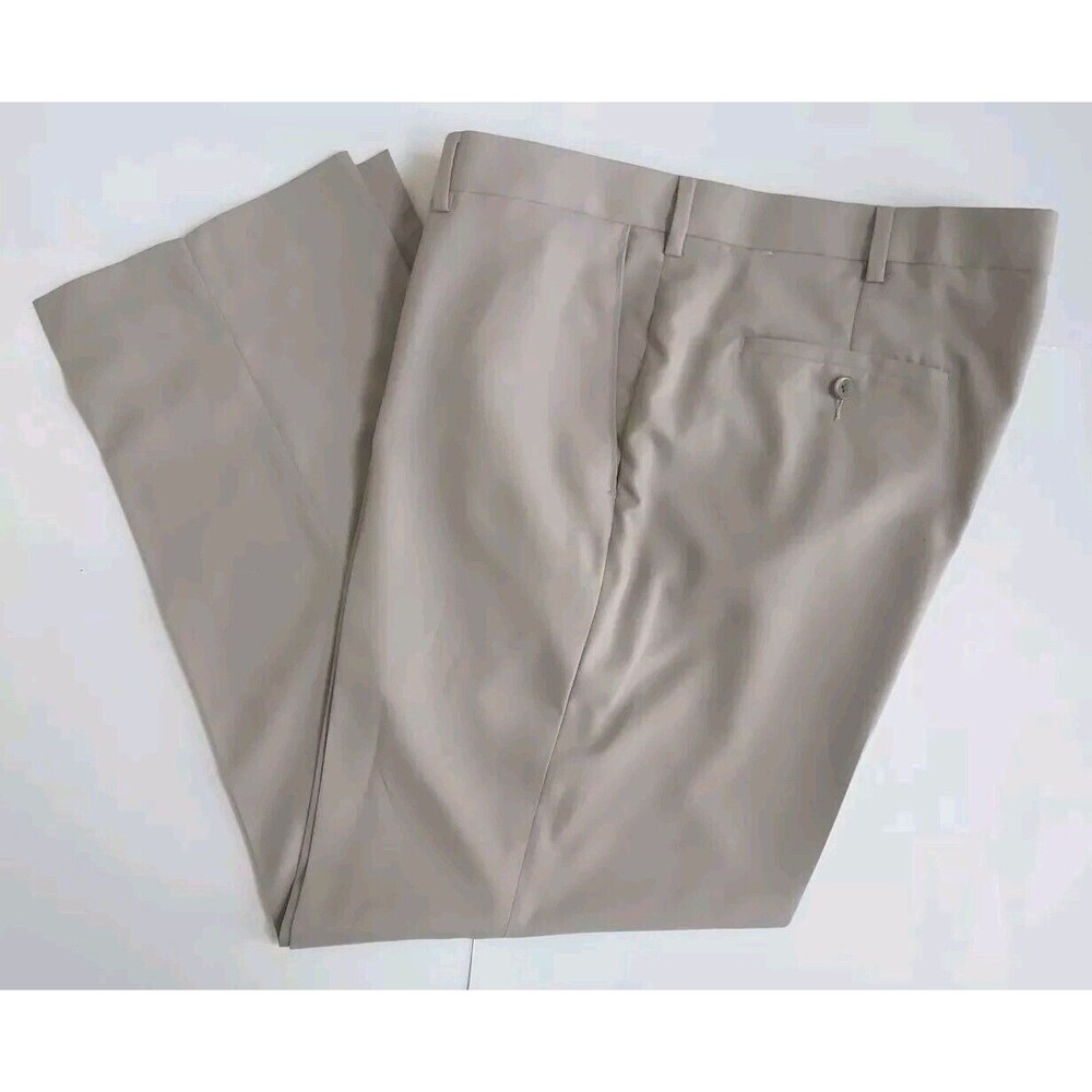 Mens Tan PGA Tour Tan Quick Dry Flat Front Stretch Straight Leg Pants Size 40x30 - Picture 1 of 5